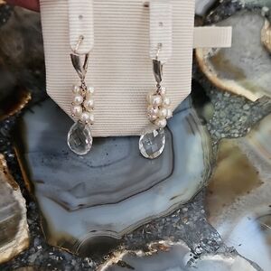 Sterling  Silver Pearl and Gemstone Earrings